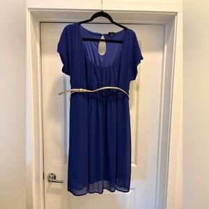 Torrid Royal Blue Midi Dress with Gold Belt, size 1